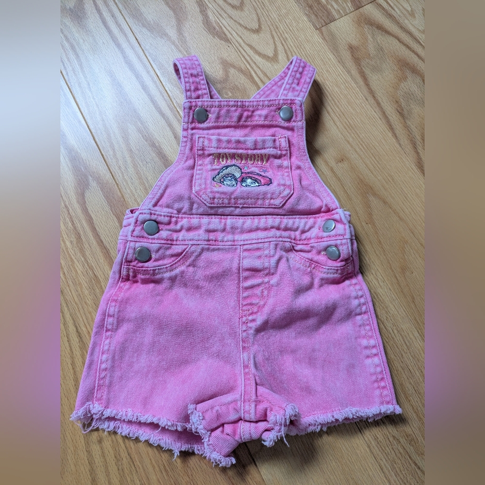 18m Girl Toddler Vintage Disney Toy Story Pink Denim Kids Overalls